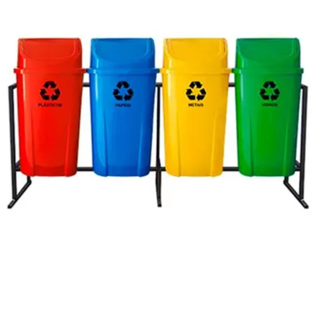 CONJUNTO 04 LIXEIRAS BÁSCULA INJETADA 60 LITROS CONJUNTO 04 LIXEIRAS BÁSCULA INJETADA 60 LITROS