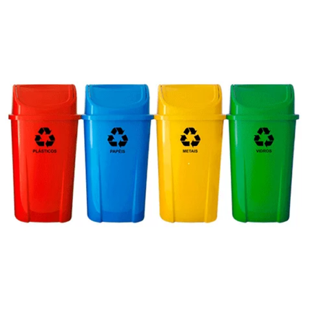 CONJUNTO LIXEIRA BASCULANTE RETANGULAR INJETADA 60 LITROS CONJUNTO LIXEIRA BASCULANTE RETANGULAR INJETADA 60 LITROS