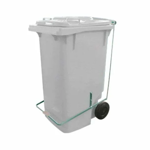 CARRINHO COLETOR DE LIXO COM PEDAL – MODELO CARRINHO GARI  –  BRANCO - 120 LITROS