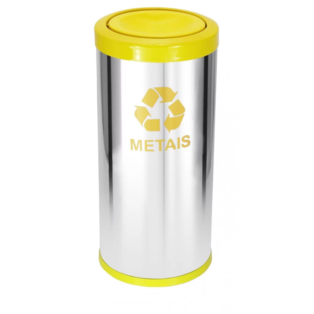 LIXEIRA INOX TUBULAR COM TAMPA VAI E VEM - 50 LITROS - Imagem 3
