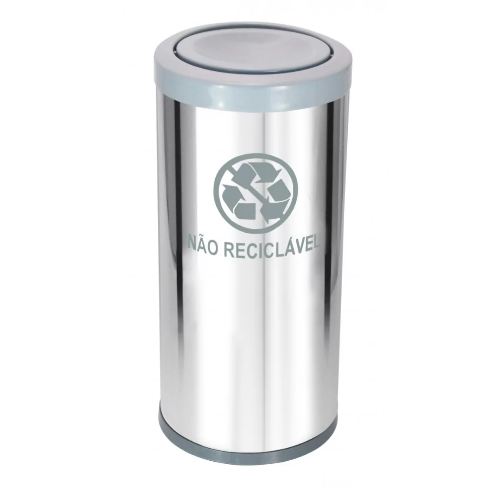 LIXEIRA INOX TUBULAR COM TAMPA VAI E VEM - 50 LITROS - Imagem 6