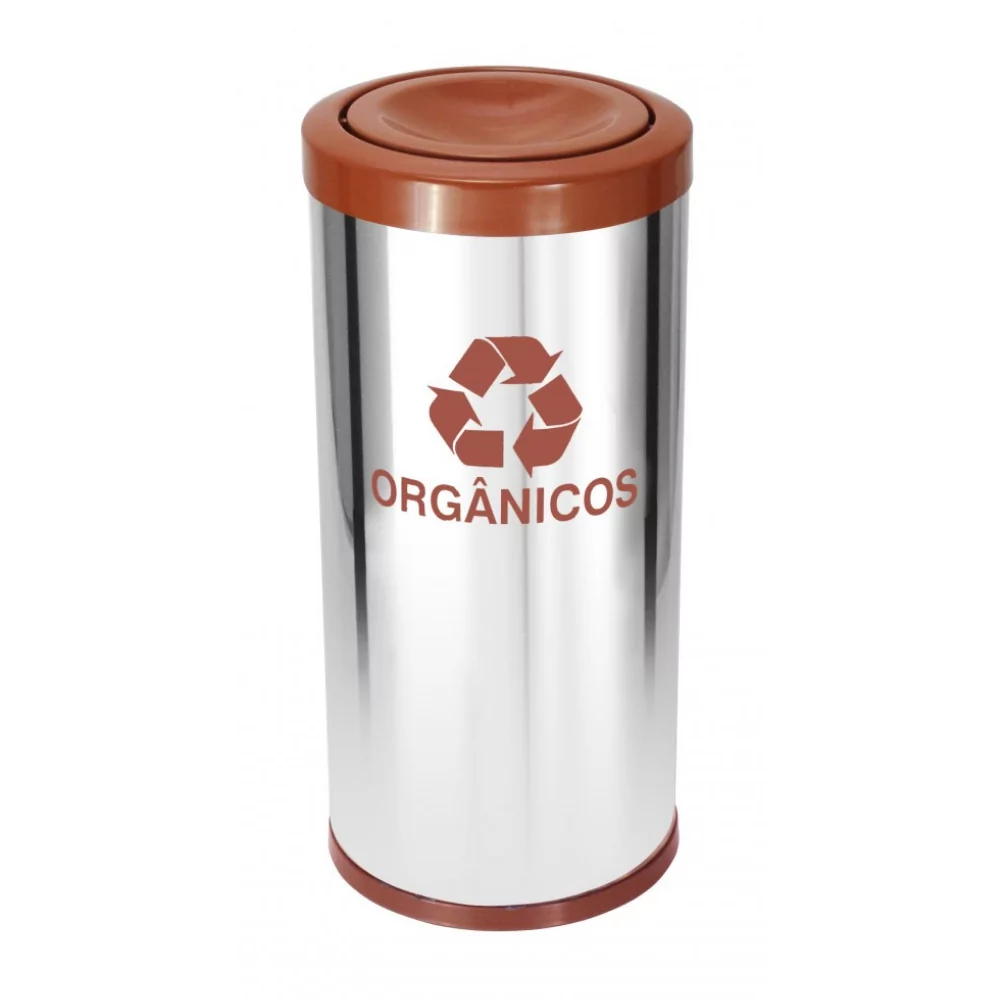 LIXEIRA INOX TUBULAR COM TAMPA VAI E VEM - 50 LITROS - Imagem 5