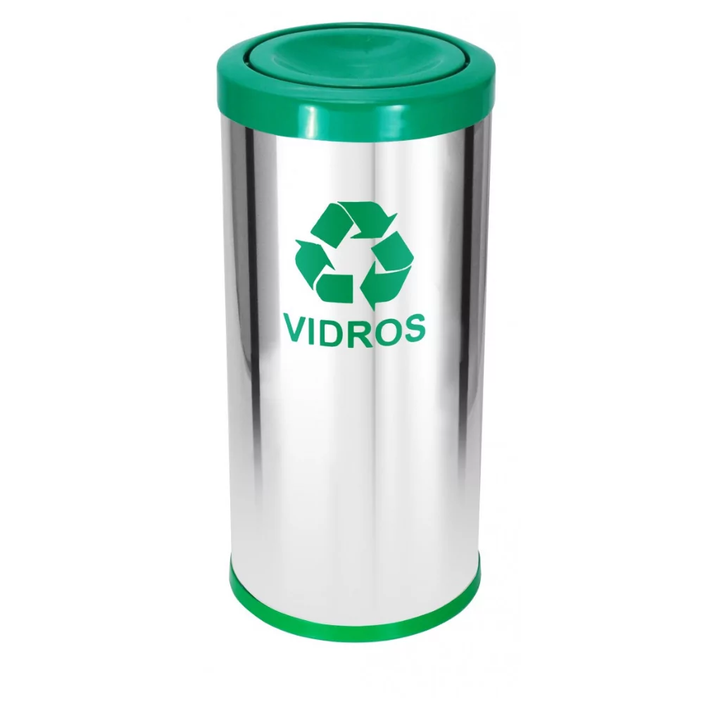 LIXEIRA INOX TUBULAR COM TAMPA VAI E VEM - 50 LITROS - Imagem 4