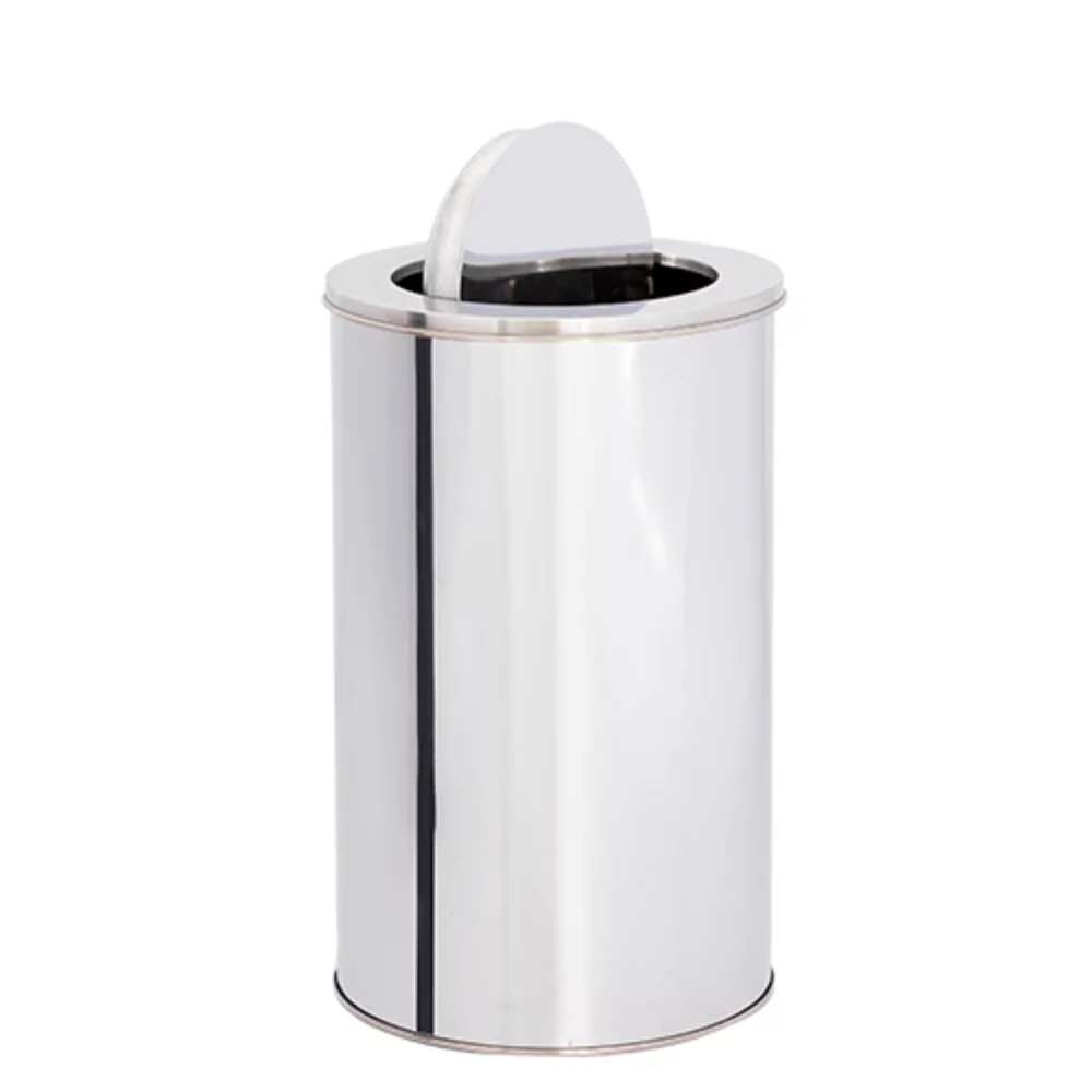 LIXEIRA INOX COM TAMPA VAI E VEM - 88 LITROS