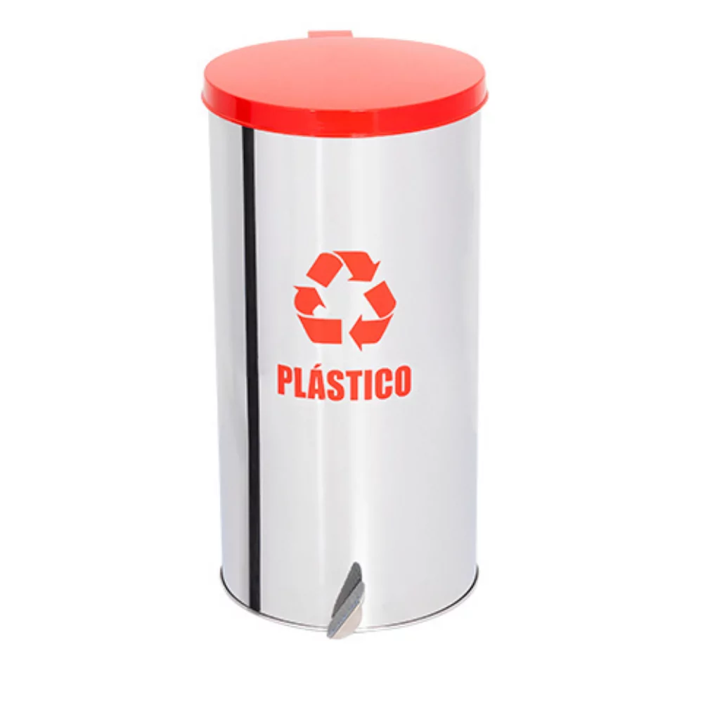 LIXEIRA INOX COM PEDAL TAMPA COLORIDA - MODELO TUBULAR - 95 LITROS - Imagem 3