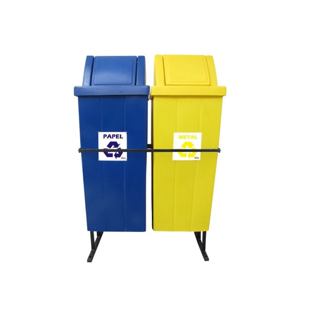 CONJUNTO 02 LIXEIRAS BÁSCULA ROTOMOLDADA 100 LITROS