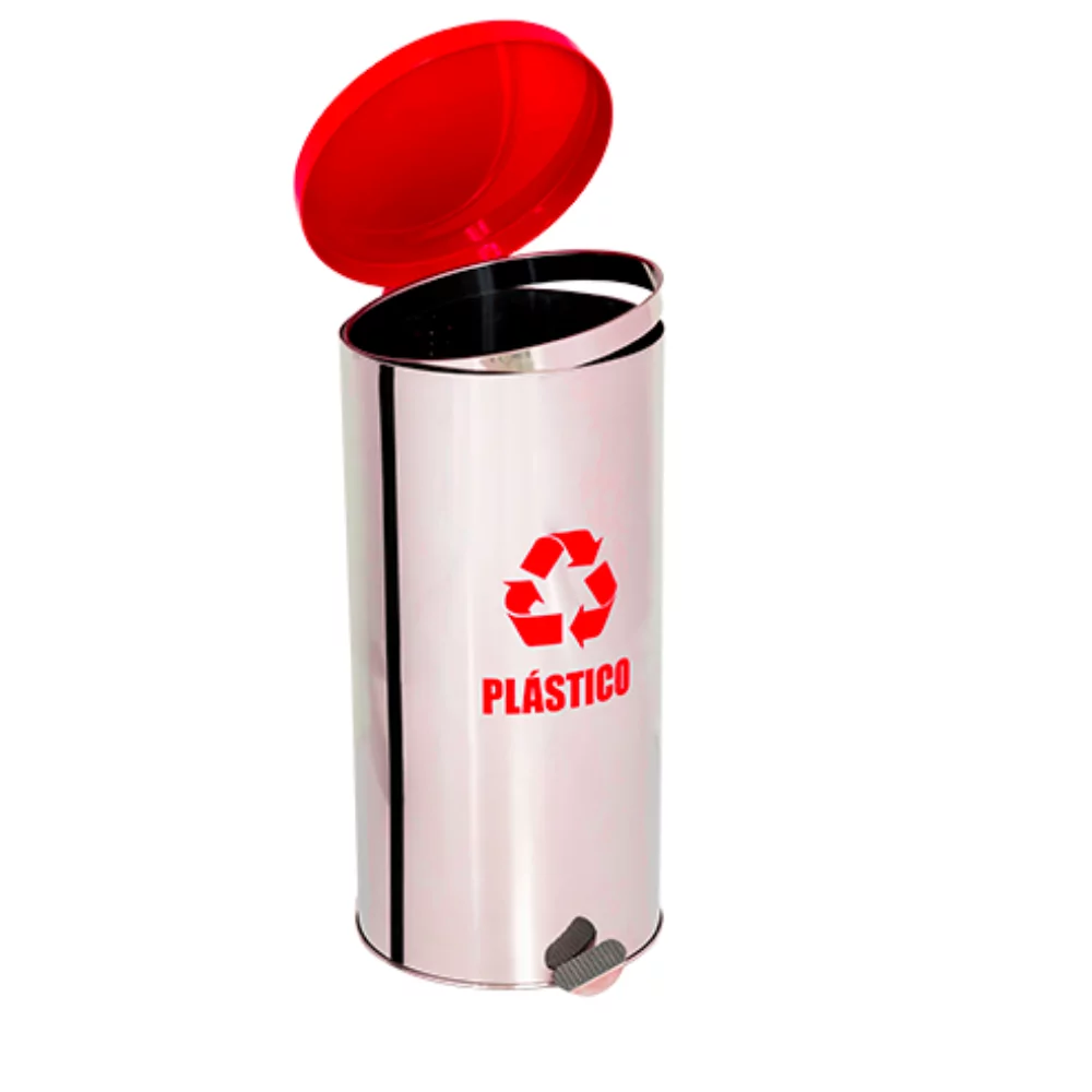 LIXEIRA INOX COM PEDAL TAMPA COLORIDA - MODELO TUBULAR - 95 LITROS - Imagem 4