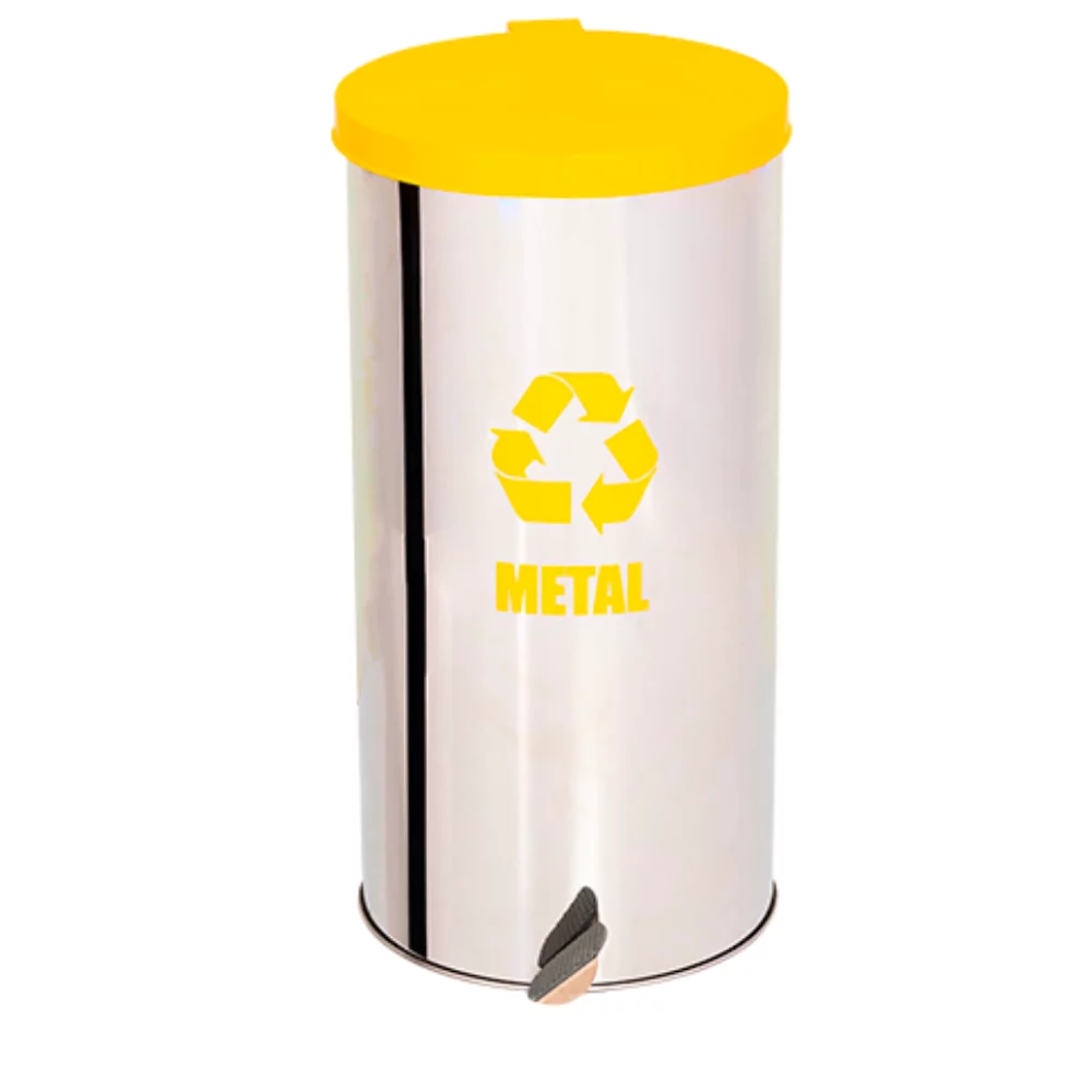 LIXEIRA INOX COM PEDAL TAMPA COLORIDA - MODELO TUBULAR - 95 LITROS