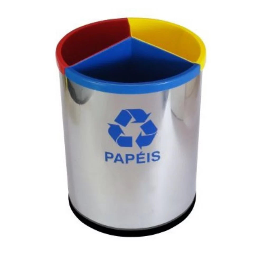 CONJUNTO 03 LIXEIRAS INOX 08 LITROS MODELO ESTRELA = 24 LITROS