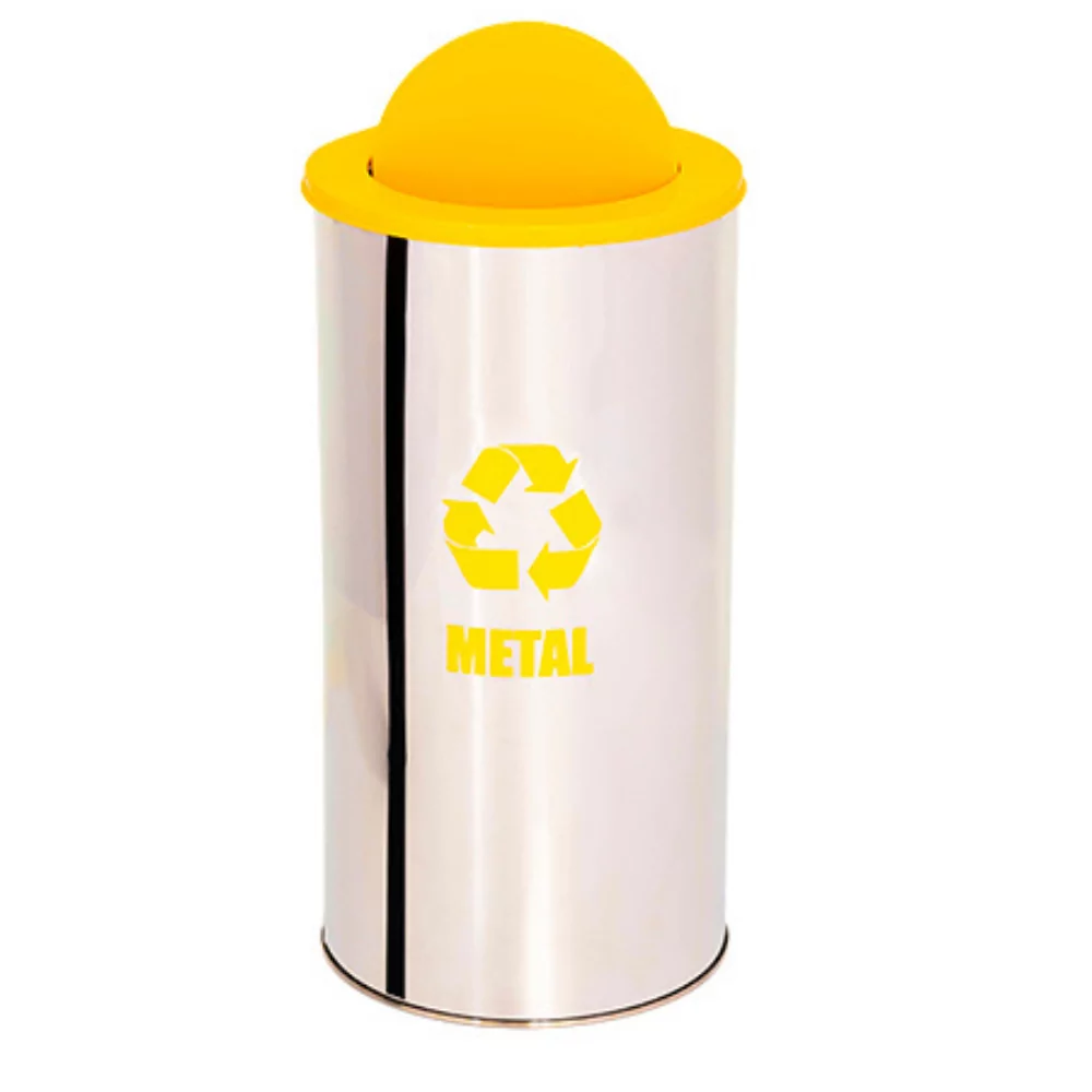 LIXEIRA INOX TUBULAR COM TAMPA VAI E VEM PINTADA - 40 LITROS - Imagem 5