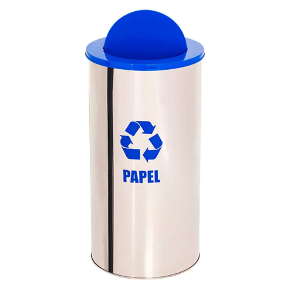 LIXEIRA INOX TUBULAR COM TAMPA VAI E VEM PINTADA - 40 LITROS - Imagem 4