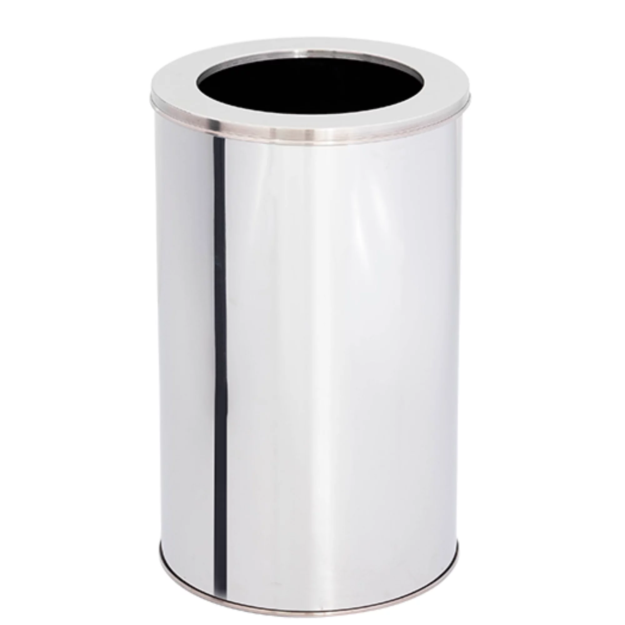 LIXEIRA INOX COM ARO - TUBULAR - 50 LITROS