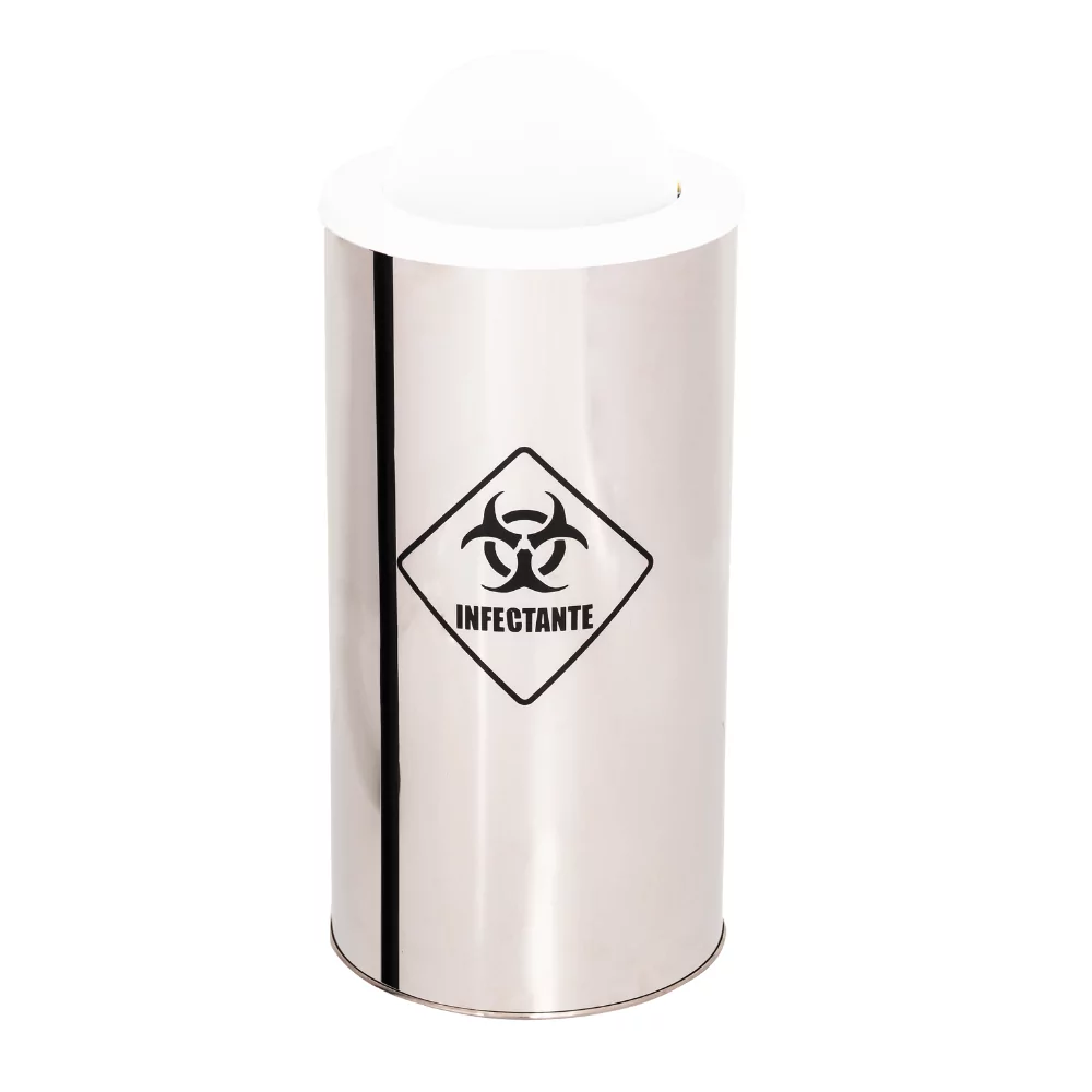 LIXEIRA INOX TUBULAR COM TAMPA VAI E VEM PINTADA - 40 LITROS - Imagem 8