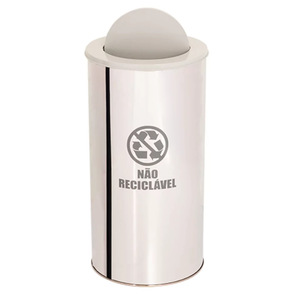 LIXEIRA INOX TUBULAR COM TAMPA VAI E VEM PINTADA - 40 LITROS - Imagem 7