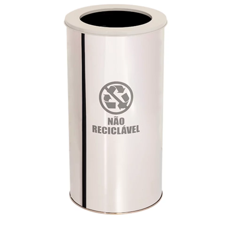 LIXEIRA INOX COM ARO PINTADO - TUBULAR - 27 LITROS - Imagem 6