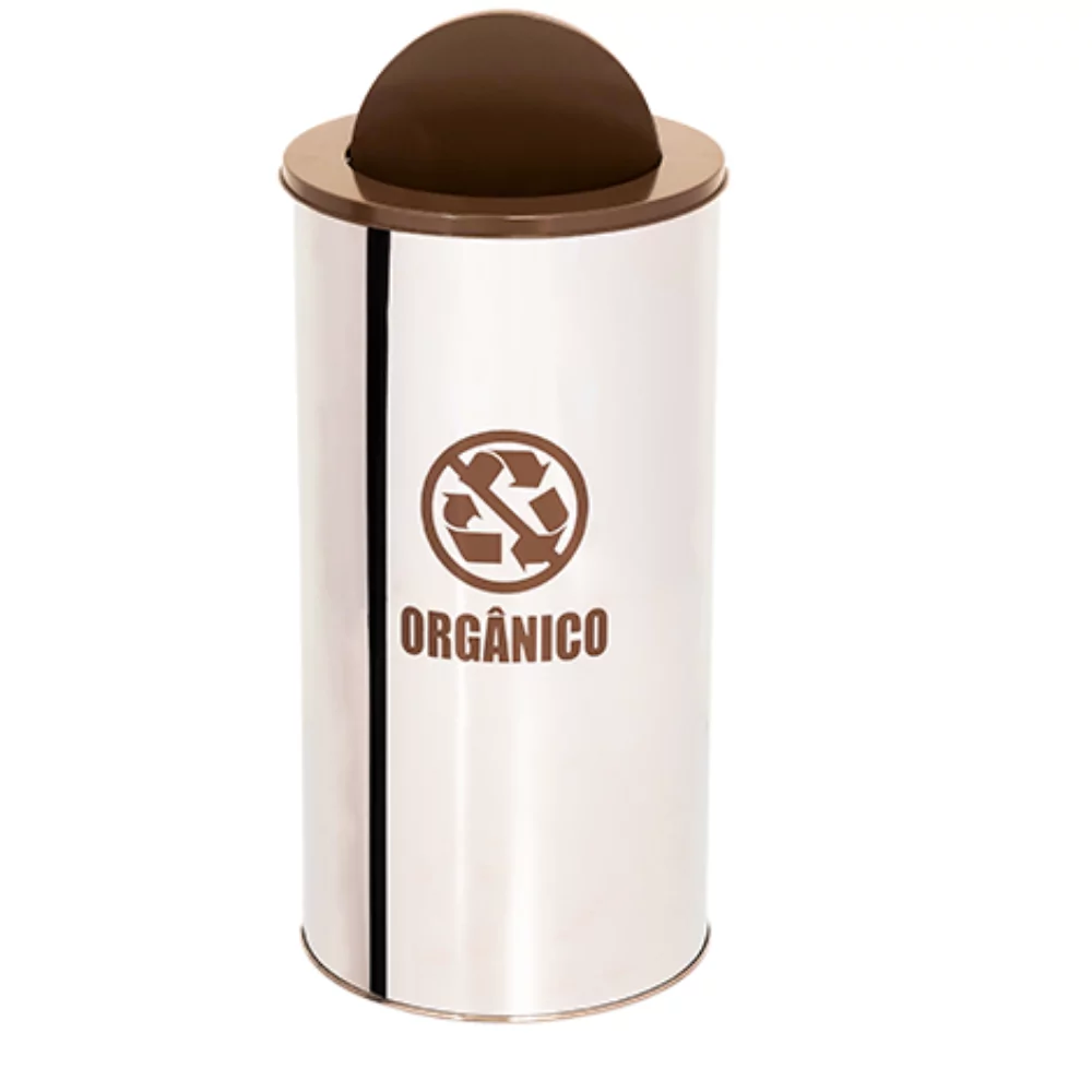 LIXEIRA INOX TUBULAR COM TAMPA VAI E VEM PINTADA - 40 LITROS - Imagem 6