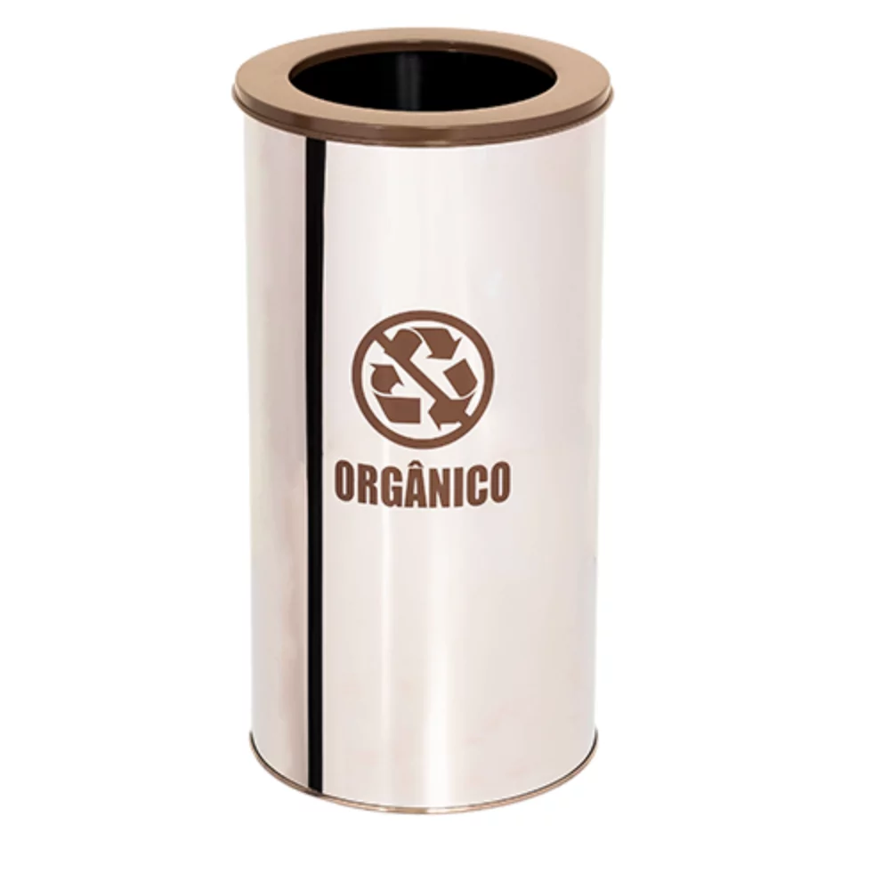 LIXEIRA INOX COM ARO PINTADO - TUBULAR - 27 LITROS - Imagem 5