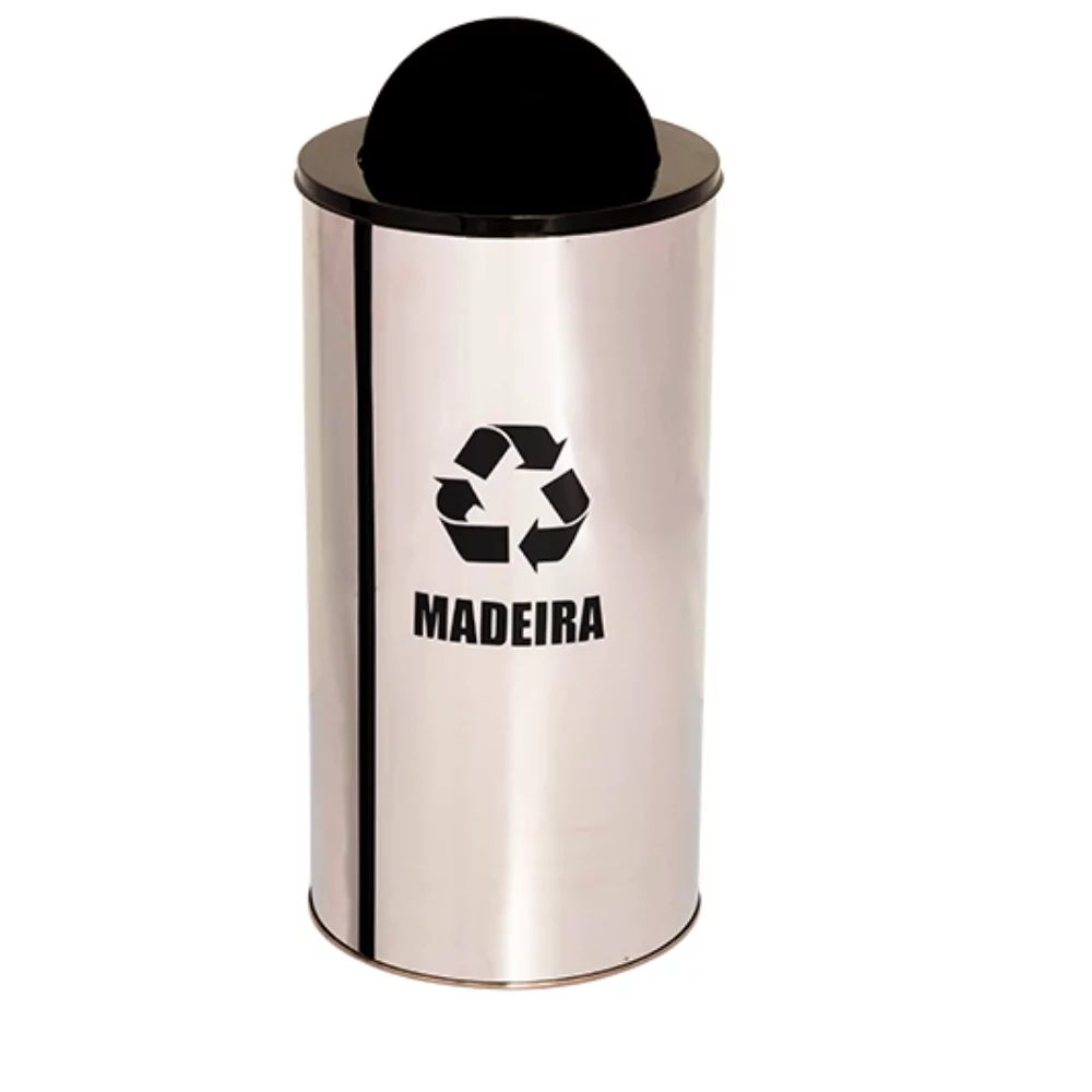 LIXEIRA INOX TUBULAR COM TAMPA VAI E VEM PINTADA - 40 LITROS - Imagem 10