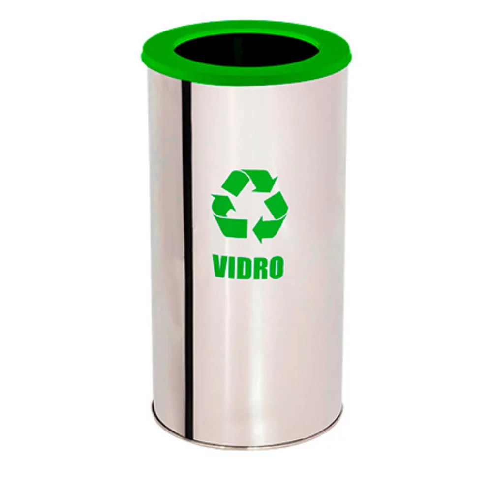 LIXEIRA INOX COM ARO PINTADO - TUBULAR - 27 LITROS - Imagem 8